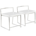 Fuji Contemporary Stackable Dining Chair in White Faux Leather- Set of 2 — pair view