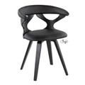 Gardenia Contemporary Dining/Accent Chair with Swivel in Black Wood and Black Faux Leather — product view