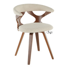 Gardenia Mid-Century Modern Dining/Accent Chair with Swivel in Walnut and Cream Fabric — product view
