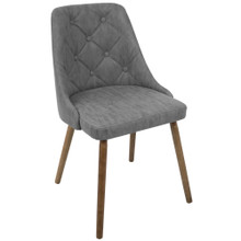 Giovanni Mid-Century Modern Dining/Accent Chair in Walnut and Grey Quilted Pu — product view