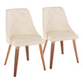 Giovanni Contemporary Accent/Dining Chair in Walnut Wood and Cream Faux Leather- Set of 2 — pair view