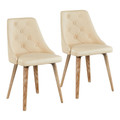 Giovanni Contemporary Accent/Dining Chair in Whitewashed Wood and Cream Faux Leather- Set of 2 — pair view