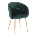 Lindsey Contemporary Chair in Gold Metal and Green Velvet — product view