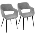 Margarite Contemporary Dining/Accent Chair in Black Metal and Grey Fabric- Set of 2 — pair view