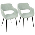Margarite Contemporary Dining/Accent Chair in Black Metal and Light Green Fabric- Set of 2 — pair view