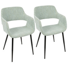 Margarite Contemporary Dining/Accent Chair in Black Metal and Light Green Fabric- Set of 2 — pair view