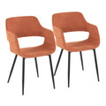 Margarite Contemporary Dining/Accent Chair in Black Metal and Orange Fabric- Set of 2 — pair view