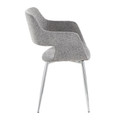 Margarite accent chair in Chrome Metal, Grey Fabric, side view, featuring metal design and fabric design