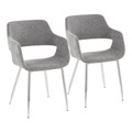 Margarite Contemporary Dining/Accent Chair in Chrome Metal and Grey Fabric- Set of 2 — pair view