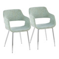 Margarite Contemporary Dining/Accent Chair in Chrome Metal and Light Green Fabric- Set of 2 — pair view
