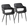 Margarite Contemporary Dining/Accent Chair in Black Metal and Black Faux Leather- Set of 2 — pair view