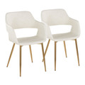 Margarite Contemporary Dining/Accent Chair in Gold Metal and Cream Faux Leather- Set of 2 — pair view