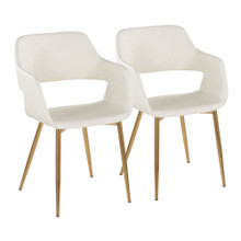 Margarite Contemporary Dining/Accent Chair in Gold Metal and Cream Faux Leather- Set of 2 — pair view
