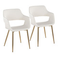 Margarite Contemporary Dining/Accent Chair in Gold Metal and White Faux Leather- Set of 2 — pair view