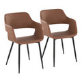Margarite Contemporary Dining/Accent Chair in Black Metal and Brown Faux Leather- Set of 2 — pair view