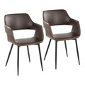 Margarite Contemporary Dining/Accent Chair in Black Metal and Espresso Faux Leather- Set of 2 — pair view