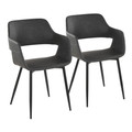 Margarite Contemporary Dining/Accent Chair in Black Metal and Grey Faux Leather- Set of 2 — pair view