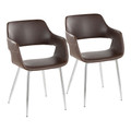 Margarite Contemporary Dining/Accent Chair in Chrome Metal and Espresso Faux Leather- Set of 2 — pair view