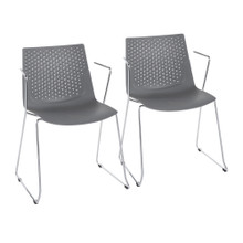 Matcha Contemporary Chair in Chrome and Grey- Set of 2 — pair view