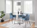 Milan accent chairs & seating in Black Metal, Blue Noise Fabric, close-up detail, featuring metal design and fabric design