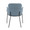 Milan Contemporary Chair in Black Metal and Blue Noise Fabric- Set of 2 — back view