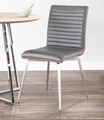 Mason accent chair in Stainless Steel, Walnut Wood, Grey PU