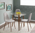 Pebble accent chair in Walnut Metal, Grey Fabric, lifestyle room setting