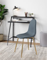 Pebble Contemporary Chair in Gold Steel and Blue Fabric- Set of 2 — lifestyle photo 2