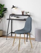Pebble Contemporary Chair in Gold Steel and Blue Fabric- Set of 2 — lifestyle photo 2