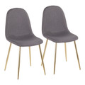 Pebble Contemporary Chair in Gold Steel and Charcoal Fabric- Set of 2 — pair view