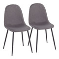 Pebble Contemporary Chair in Black Steel and Charcoal Fabric- Set of 2 — pair view