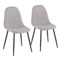 Pebble Contemporary Chair in Black Steel and Light Grey Fabric- Set of 2 — pair view