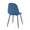 Pebble Contemporary Chair in Black Steel and Blue Velvet- Set of 2 — rear three-quarter view