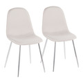 Pebble Contemporary Chair in Chrome and Beige Fabric- Set of 2 — pair view