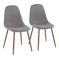 Pebble Contemporary Chair in Walnut Metal and Charcoal Fabric- Set of 2 — pair view