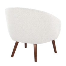 Ashland accent chairs & seating in Walnut Wood, Cream Fabirc, back and side view, featuring wood design and fabric design