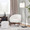 Ashland Contemporary Lounge Chair in Cream Fabric with Walnut Wood Legs — lifestyle photo 2