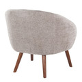 Ashland accent chairs & seating in Walnut Wood, Grey Fabric, back and side view, featuring wood design and fabric design