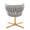 Braided Renee Contemporary Swivel Accent Chair with X-pedestal Base in Gold Metal and Silver Velvet — back view