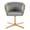 Braided Renee Contemporary Swivel Accent Chair with X-pedestal Base in Gold Metal and Silver Velvet — front view