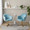 Buena Contemporary Swivel Accent Chair in Chrome Gold Metal and Light Blue Velvet — lifestyle photo 2
