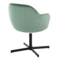 Buena accent chair in Black Metal, Green Velvet, back and side view, featuring swivel