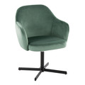 Buena Contemporary Swivel Accent Chair in Black Metal and Green Velvet — product view