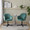Buena Contemporary Swivel Accent Chair in Black Metal and Green Velvet — lifestyle photo 2