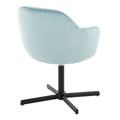 Buena accent chair in Black Metal, Light Blue Velvet, back and side view, featuring swivel