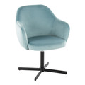 Buena Contemporary Swivel Accent Chair in Black Metal and Light Blue Velvet — product view
