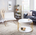 Casper accent chair in Gold Metal, Cream Velvet