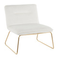 Casper Contemporary Accent Chair in Gold Metal and Cream Velvet — product view