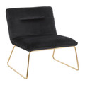 Casper Contemporary Accent Chair in Gold Metal and Black Velvet — product view