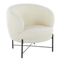 Chloe Contemporary Accent Chair in Black Metal and White Sherpa Fabric — product view